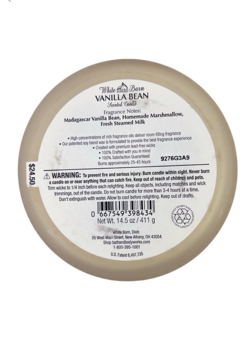 Bath & Body Works White Barn 3-Wick Scented Vanilla Bean Candle - Picture 4 of 7